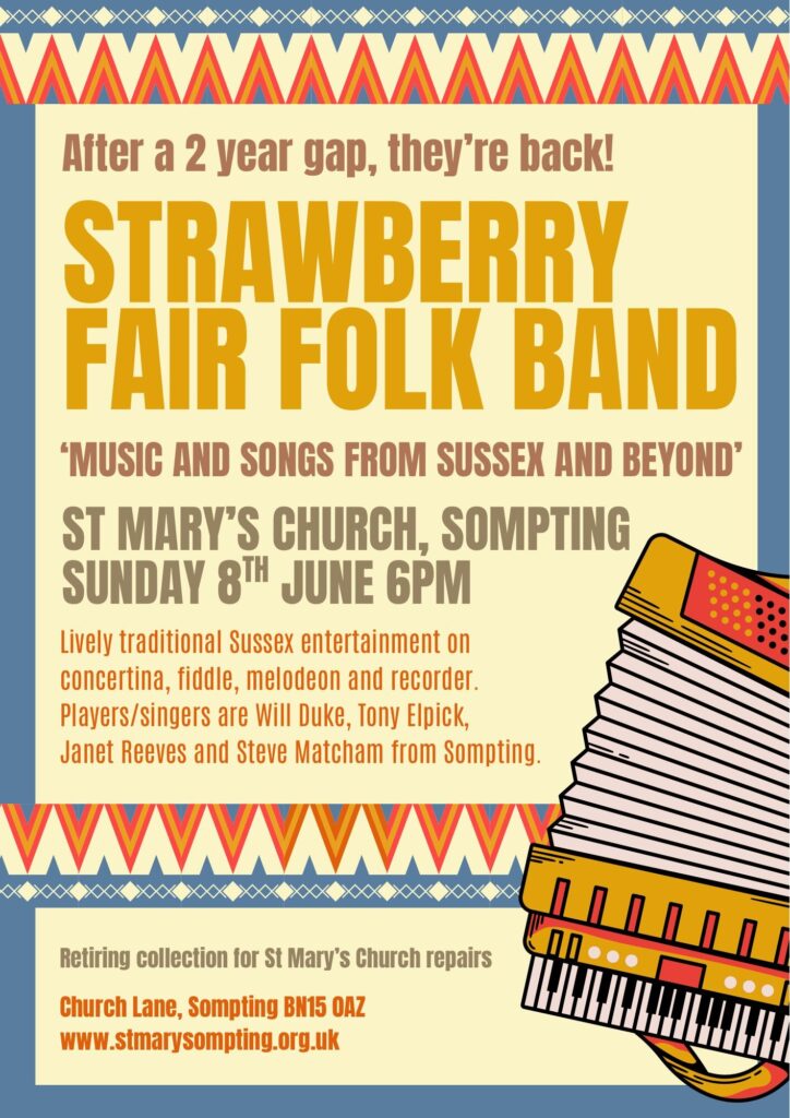 Poster for 'Strawberry Fair Folk Band'. (Details are also in text above.)